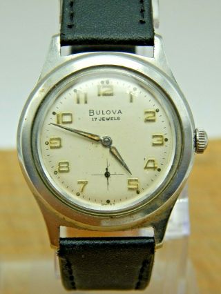 Vintage 1959 Bulova Stainless Steel 17 Jewel " Waterproof " Wrist Watch Thin