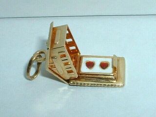 Vintage 18k Yellow Gold Cabin Home Sweet House Charm Opens Up To Hearts