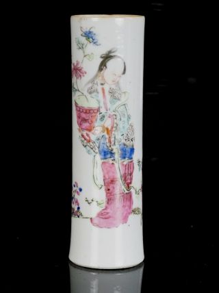 Antique Chinese Famille Rose Porcelain Immortal Brush Pot Bitong 19th C Qing