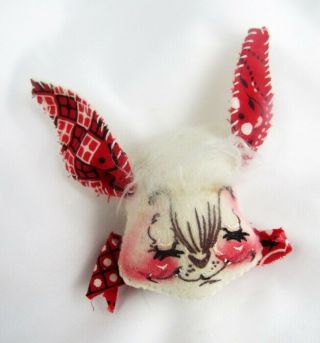 Vintage Annalee Mobilitee 1972 Bunny Rabbit with Red Bandana Fabric Head Pin 3