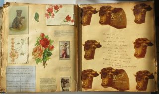 Victorian Scrap Book Album Die Cuts Christmas Santa Trade Cards Bovril Antique 2