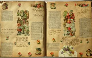 Victorian Scrap Book Album Die Cuts Christmas Santa Trade Cards Bovril Antique 3