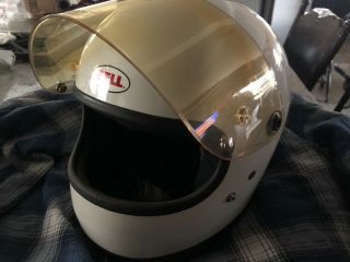 Bell Helmet Star Ii Vintage White Full Face Size Snell 1975 Bell Flip Visor