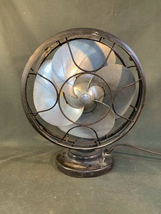 Antique Emerson Silver Swan Fan - - Vintage Art Deco Single Speed Fan