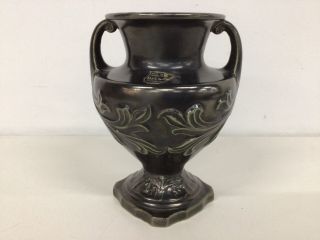 Vintage Diana Pottery Dark Green Ceramic Two Handle Vase.  Made In Australia 402