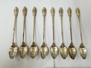 Set Of 8 Wallace Grande Baroque Sterling Silver Iced Teaspoons