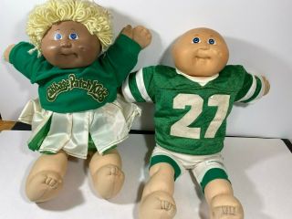 Vintage Cheerleader & Football Player Cabbage Patch Dolls 1985