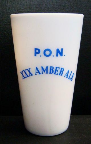Vintage P.  O.  N.  Feigenspan Beer Xxx Amber Ale Milk Glass Tumbler Newark Nj Pon