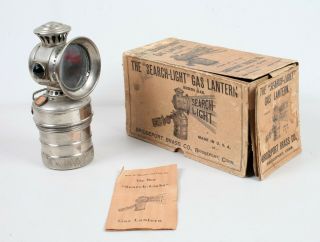 Antique Bridgeport Brass Co.  Search Light Bicycle Gas Lantern W/ Box
