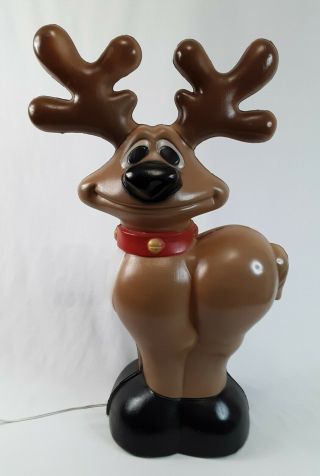 Vintage Christmas Reindeer Animated Deer Blow Mold 28 " General Foam Wacky Butt