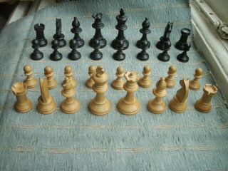 Old Antique Turned Wooden Chess Set Complete Boxed C.  1920s Vintage Set Wood
