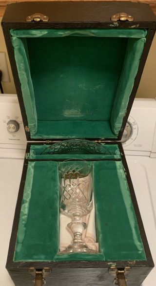 Antique Crystal Chalice And Paten With Case