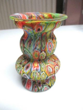 Colorful Vintage Murano Millefiori Mini Art Glass Vase