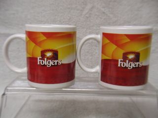 2 Vintage Folgers Mountain Grown Coffee Cups Mugs