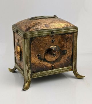 Antique Arts & Crafts Period Copper & Brass Money Box Handmade C1890 Bank