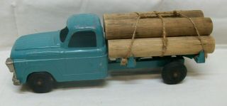 Vintage (hubley?) " 470 - 58 " Metal Die Cast Pick Up Truck With Log Bed (5 - Logs)