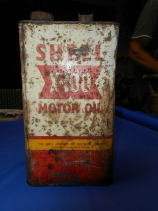 Vintage Shell X - 100 Motor Oil Tin