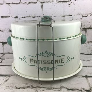 Vintage Patisserie Mid - Century Modern Metal Cake Tin With Locking Carrier