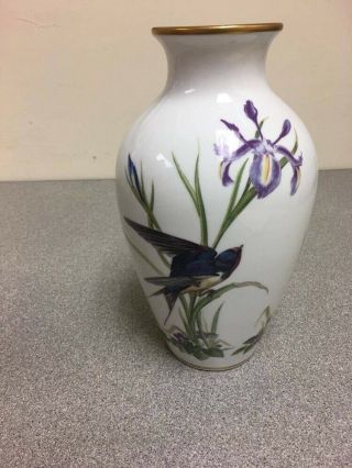 Franklin Porcelain The Meadowland Bird Vase Basil Ede Limited Edition 1980 Vtg