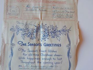 WWII V - Mail Christmas Greeting Card Envelope Form Buchanan Michigan VTG Old WW2 2