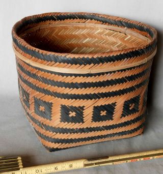 Antique Native American Basket Cherokee Rivercane Ca.  1925 Single Weave Walnut