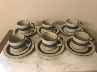 Vintage Otagiri Horizon Coffee Mugs / Tea Mid - Century Modern Set Of 6 W/ Saucers