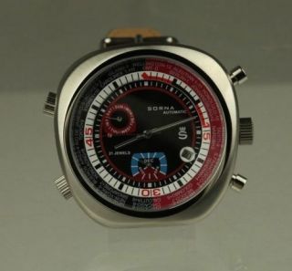 SORNA automatic watch black version leather strap NOS - Style unworn 3