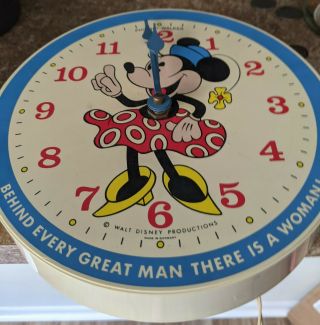 Minnie Mouse Very Rare Vintage Red Wall Clock Walt Disney