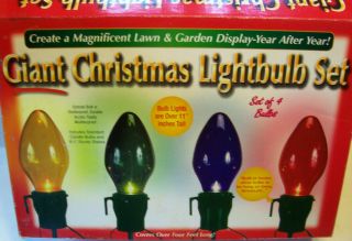 Vintage Jsny Giant Christmas 4 Lightbulb Set 11 Inches Tall Yard Decor