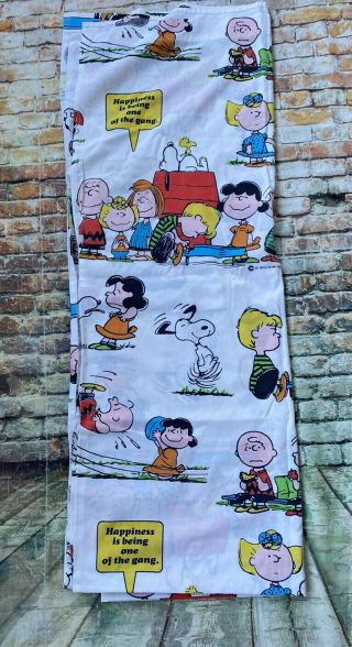 Vtg 1971 Peanuts Snoopy Charlie Brown Twin Flat Sheet By United Feature