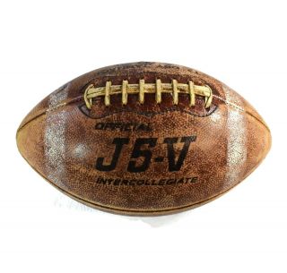 Vintage Spalding J5 - V Official Intercollegiate Leather Football Dry Tannage