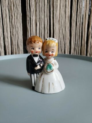 Euc Rare Vintage Lefton Japan Bride & Groom Bell Wedding Cake Topper Figurine
