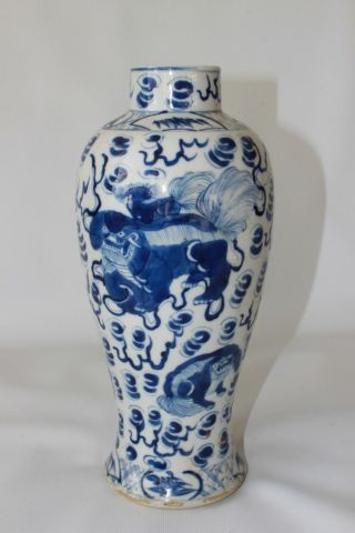 chinese vase antique 19th century porcelain signed mark foo dogs pottery 32,  5 cm 2