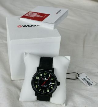 Unisex Wenger All Black Analogue Quartz Watch With Textile Strap 01 0341 111