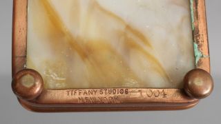 Antique Tiffany Studios NY Bronze Grapevine Slag Glass Desktop Pen Tray 1004 6