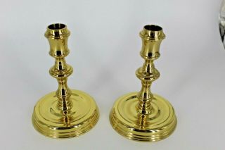 2 Vintage Baldwin Solid Polished Brass Candlestick Holders 6 " Tall