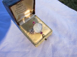 Antique Victorian Gold " Man In The Moon " Moonstone Ring C.  1900