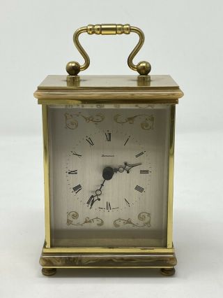 Retro Vintage Brass And Onyx Carriage / Mantel Clock By Dominion