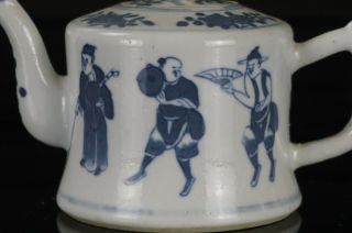 Antique Chinese Blue and White Porcelain Teapot and Lid 19th C QING 2