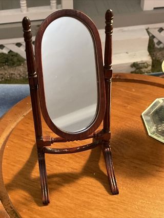Vintage Doll House Miniature Wardrobe Full Length Mirror