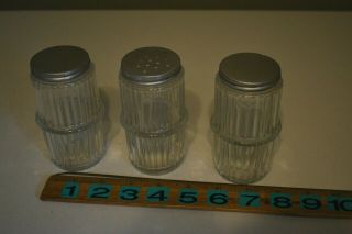 Set Of 3 Vintage Hoosier Cabinet Ribbed Glass Spice Jars