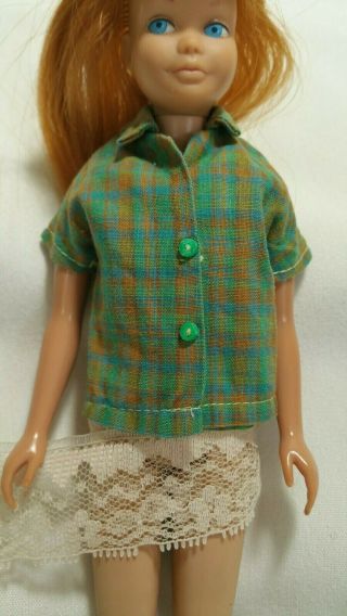 Vintage Barbie Skipper Fun Time 1920 Htf Green Plaid Shirt 1965 Exc.  No Doll