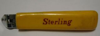 Vintage Vaughan Yellow Handle Sterling Beer Flat Top Can Opener Bakelite?