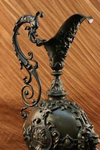 Vintage Victorian Lion Griffin Gothic Centerpice Mantle Vase Real Bronze Statue 4