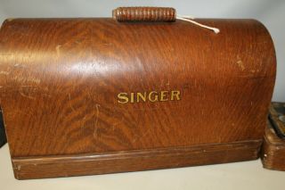 Antique Singer Model No.  28 Hand Crank Sewing Machine w/ Wooden Case Box 2