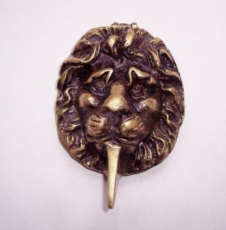 Vintage Antique Brass Lions Head Escutcheon Door Knocker