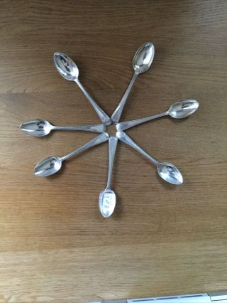 Matched Set Of 7 Antique Solid Silver Bead Tea Spoons By George Adams London