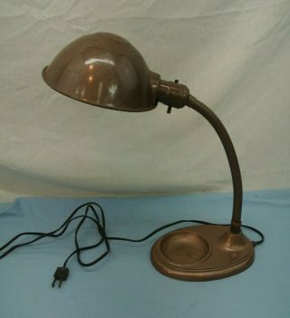 Vintage Retro Mid - Century Goose Neck Desk Lamp Brown