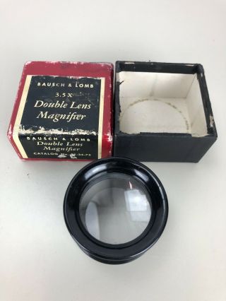 Vintage B&l Bausch & Lomb 3.  5x Double Lens Magnifier Estate Black 81 - 34 - 75