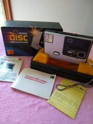 1982 Vintage Kodak Disc 4000 Camera Outfit W/ Box Manuals Carrying Strap